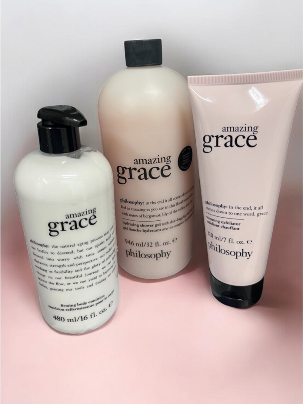 Philosophy Amazing Grace Bath Trio +Travel Size Perfume